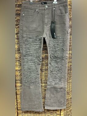 EPTM- Men's Distressed Knee Panel Jeans - Gray, New with Tags, M/32